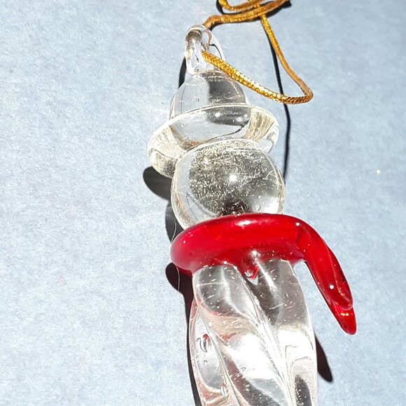 Glass Snowman Icicle Ornament With Red Scarf & Hat For Holiday Decor & Tree Hang - Picture 4 of 5